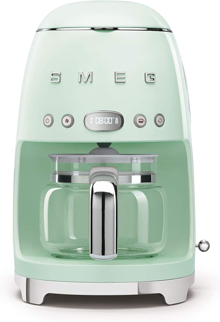 Smeg, DCF02PBEU, Cafetieră cu filtru, Aroma și funcție de pornire automată, Carafă din sticlă până la 12 cești, 2 niveluri de intensitate, Funcție de menținere la cald, 1050W, Albastru pastel