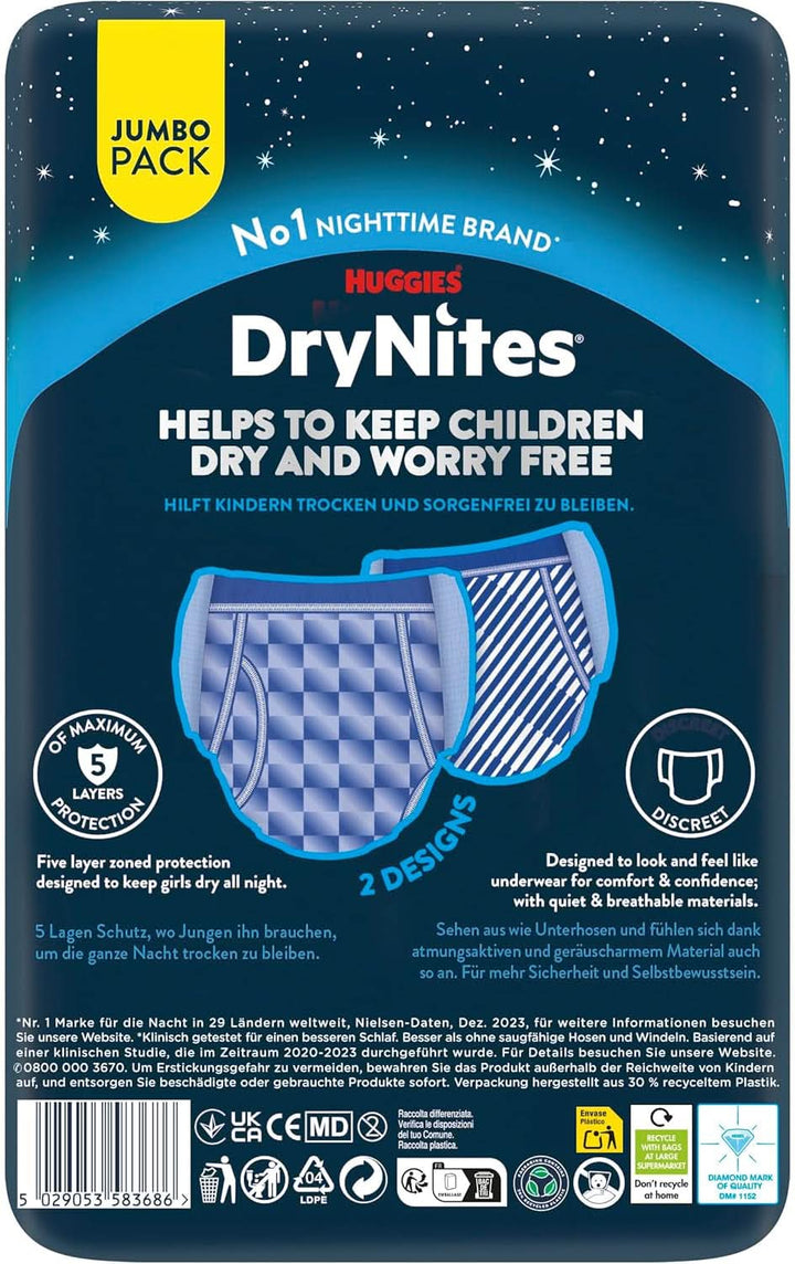 Huggies Drynites Nachtwindeln Bei Bettnässen, Für Jungen Ab 13 Bis Ca. 17 Jahre (48-60 KG), 33 Stück (3X11), Jumbo-Monatspack, Windel-Pants XL