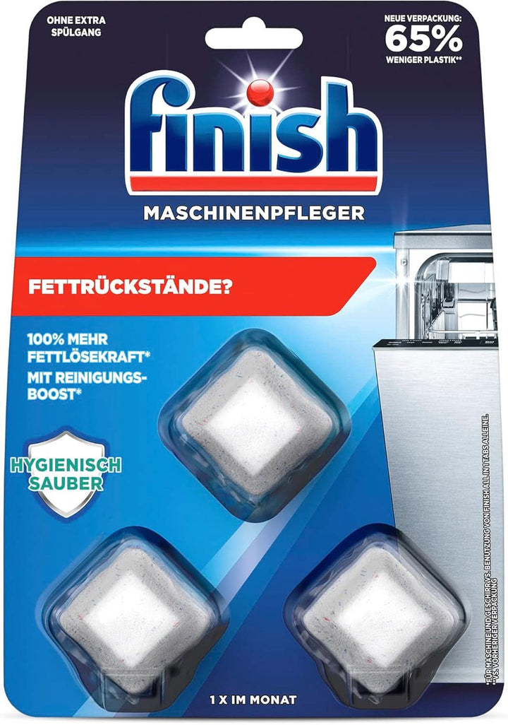 Finish Machine Cleaner Tabs - Pastile pentru mașina de spălat vase împotriva murdăriei și grăsimii din interiorul mașinii de spălat vase, 3 pastile