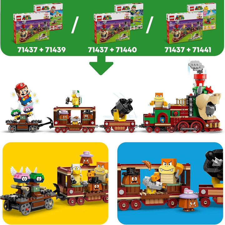 LEGO Super Mario Trenul Express Bowser, set de joacă de aventură pentru copii cu Hammer Brother, 2 Gumbas și 2 Parapunctures, cadou Nintendo pentru băieți, fete și gameri 71437