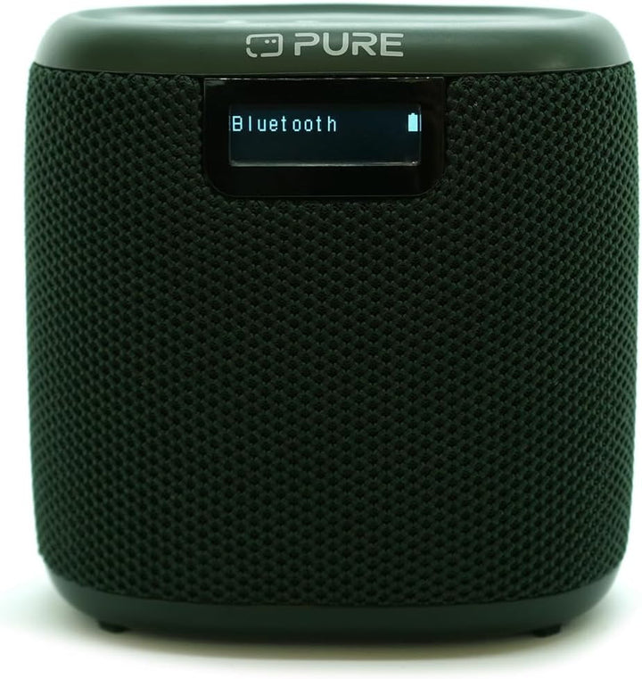 Pure Woodland Mini boxă de exterior cu Bluetooth și radio DAB+/FM (impermeabil IP67, robust, portabil, baterie 14H, perfect pentru grădină și camping) Verde