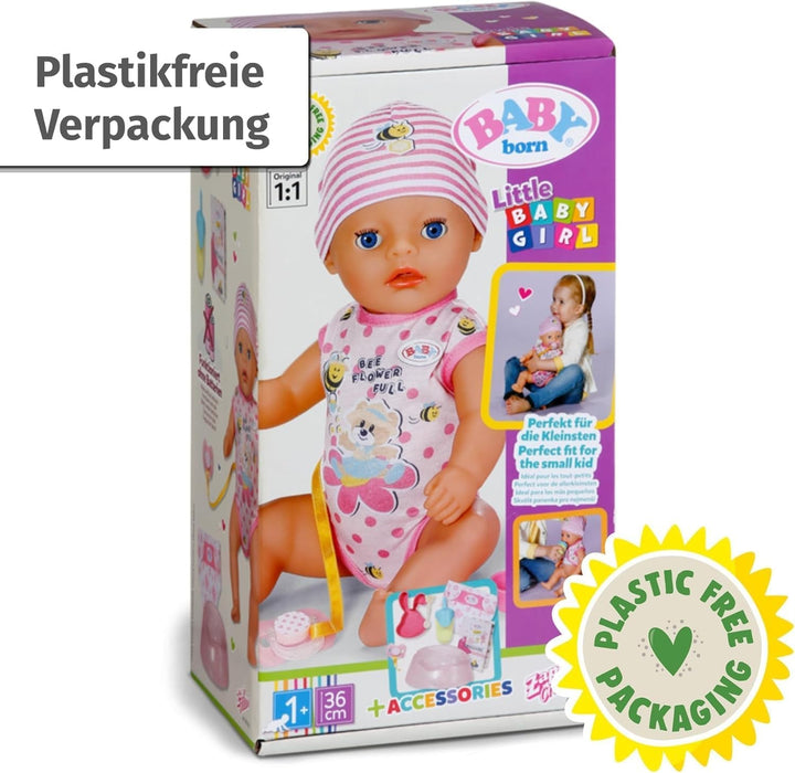 BABY Born Lena (fetiță) 36 cm, păpușă cu 7 funcții pentru copii de la 1 an, funcționează fără baterie, păpușă mare de 36 cm, 834596 Zapf Creation, roz