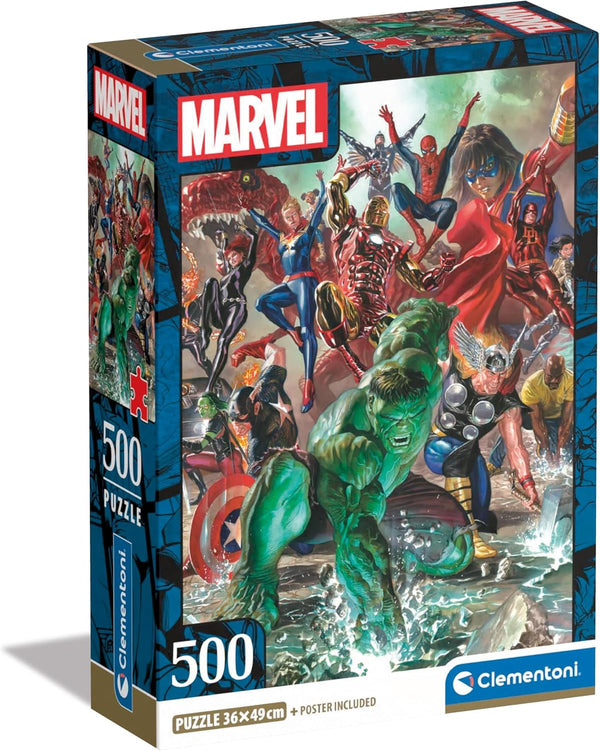 Clementoni Marvel Puzzle 500 Piese Adulți - Puzzle Adulți în 49 X 36 Cm - Puzzle Adulți Provocator De la Clementoni 35546