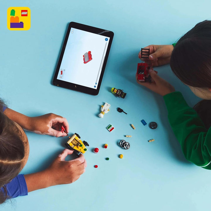 LEGO City Pizza Delivery Van Vs. Pizza Truck - Jucărie cu cutie de săpun pentru fete și băieți de la 5 ani - Set de construcție cu 2 minifigurine șofer - Cadou aniversar și de vacanță 60458
