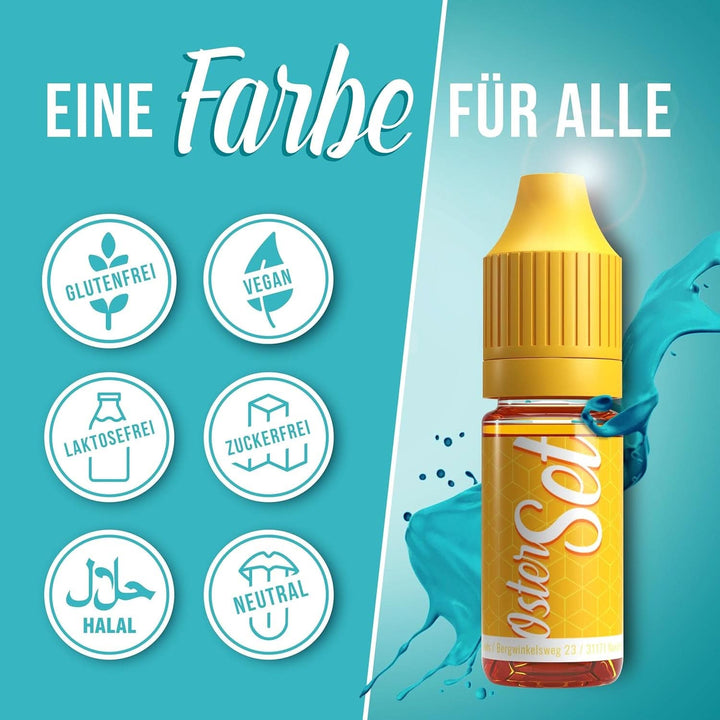 Lebensmittelfarbe Set Ostern 7X10Ml Farbstoff Hoch Konzentriert, Made in DE Zuckerfrei, Flüssig, Zum Färben Von Getränken, Kuchen, Teig, Toppings, Slime Uvm. Tortendeko - Backzubehör