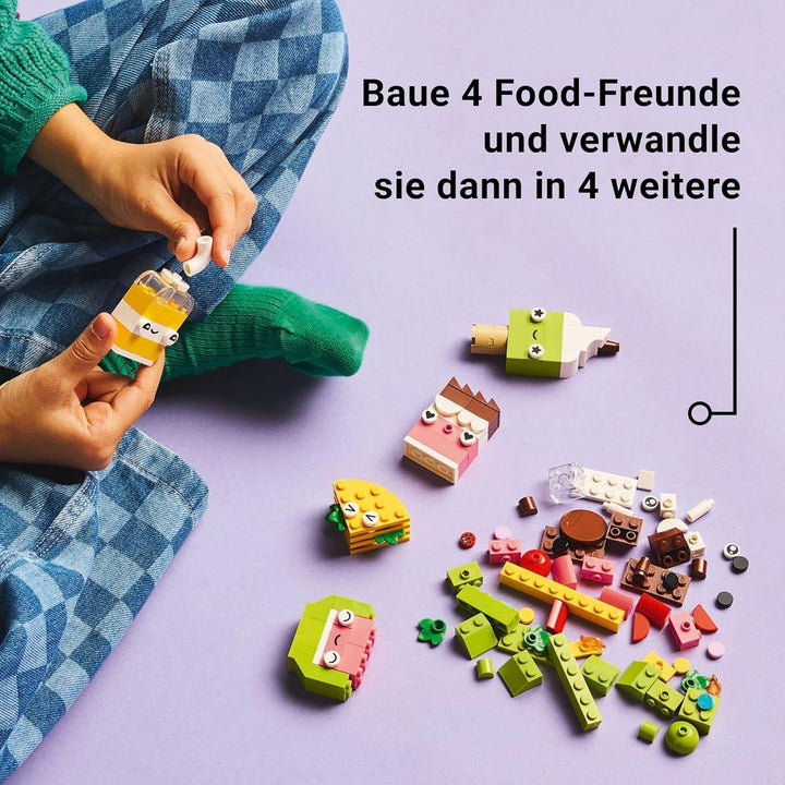 LEGO Classic Creative Snack Building Fun, jucărie cu mâncare pentru jocuri de rol imaginative, set de construcție pentru băieți și fete de la 4 ani, Cupcake, Avocado, Popsicle și Taco 11039