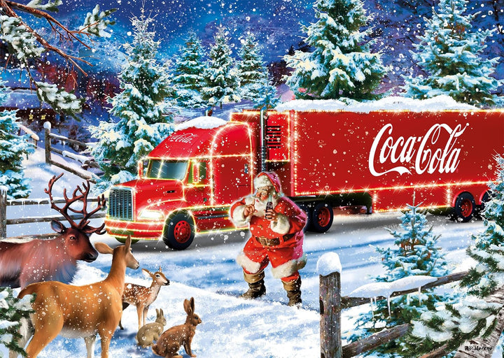 Schmidt Spiele 57598 Coca Cola camion de Crăciun, puzzle jigsaw 1000 piese