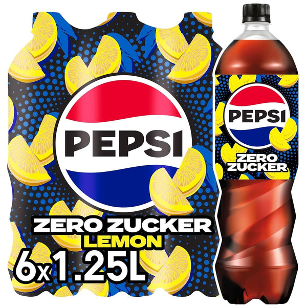 Pepsi Zero Sugar Lemon, Băutura răcoritoare fără zahăr de la Pepsi cu aromă de lămâie, set 6 x 1,25 litri