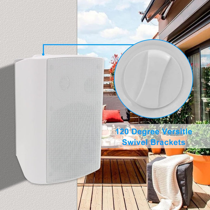 Herdio 800W 6,5 Zoll Außenlautsprecher Wasserdicht, Wandmontage Patio Stereo Indoor Outdoor Lautsprecher Mit Kraftvollem Bass, Allwettertauglichkeit(4 Lautsprecher Weiß)