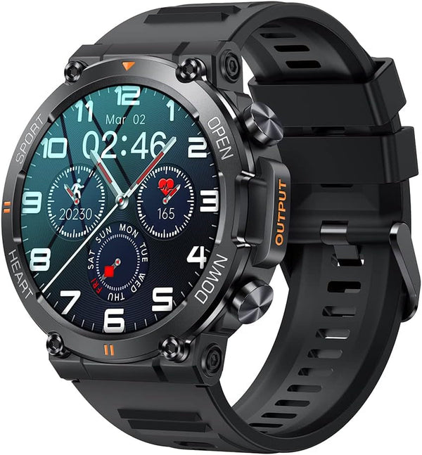 Smartwatch bărbați cu funcție de telefon, 1.39 inch 360 * 360HD, fitness ceas bărbați control muzică, ritm cardiac, pedometru, calorii, etc.Fitness tracker pentru bărbați ios Android (negru)