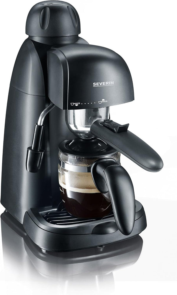 SEVERIN Espresso machine, Aparat de cafea mic pentru până la 4 cești de espresso, Aparat de cafea cu spumă de lapte pentru specialități de cafea cu lapte, Ideal pentru persoane singure, Negru, KA 5978