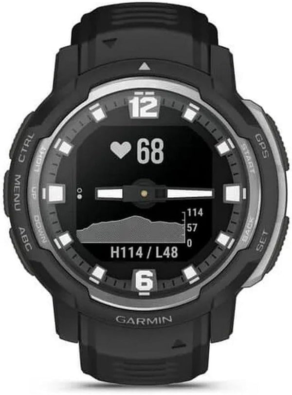 Garmin Instinct Crossover - Smartwatch hibrid GPS robust cu cronometrare analogică de precizie, peste 40 de aplicații sportive, notificări și Garmin Pay