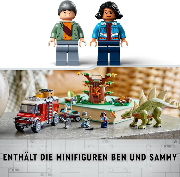 LEGO Jurassic World Dinosaur Missions: Discovery Of The Stegosaurus, Adventure Playset pentru băieți și fete de la 6 ani în sus, cadou pentru fanii lui Ben și Sammy 76965