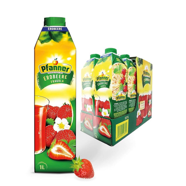 Pfanner Nectar de fructe cu căpșuni (8 X 1 litru) - 30 % conținut de fructe - băutură de căpșuni