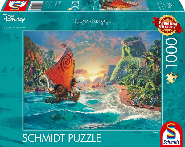 Schmidt Spiele 58030 Thomas Kinkade, Disney, Vaiana, Moana, puzzle jigsaw 1000 piese, normal, negru, alb