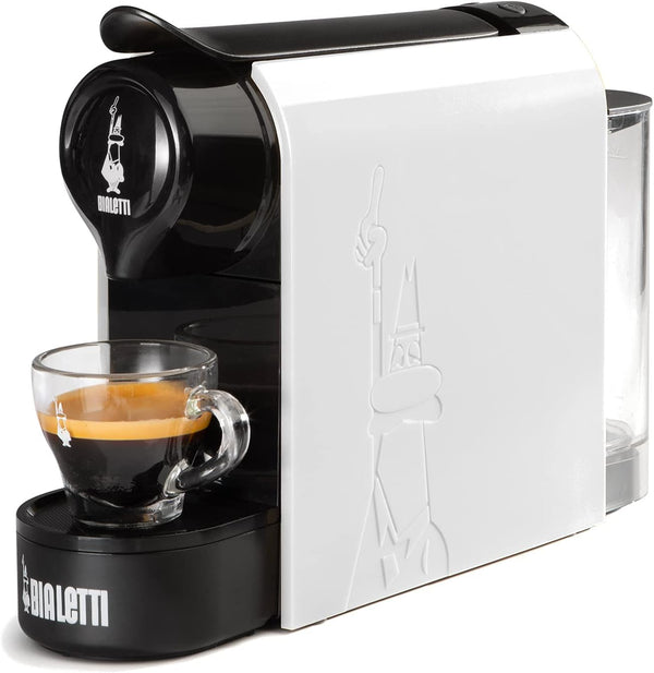 Bialetti Gioia, filtru de cafea espresso pentru capsule din aluminiu, super compact, recipient de 500 ml, 1200 W, alb