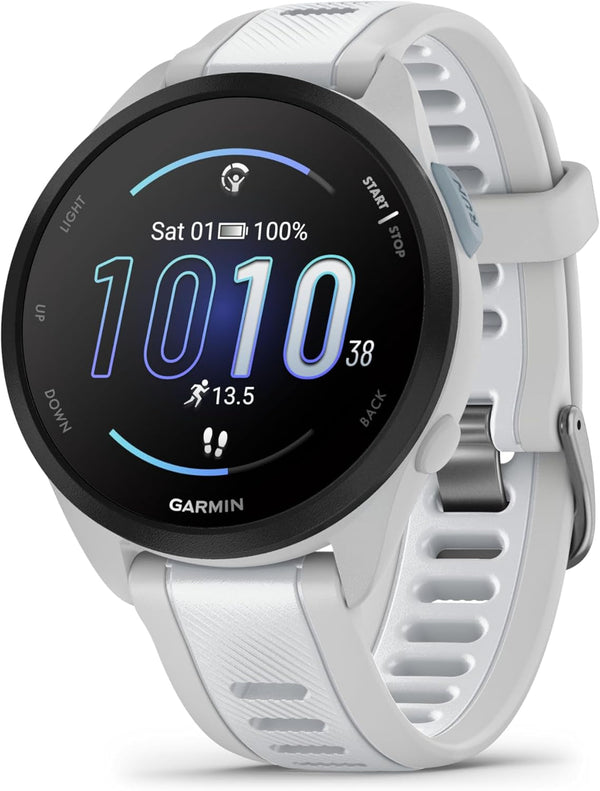 Garmin Forerunner 165 Music - smartwatch GPS ușor pentru alergare, cu ecran tactil AMOLED de 1,2", recomandări de antrenament, date despre sănătate, funcții inteligente și muzică pe încheietura mâinii