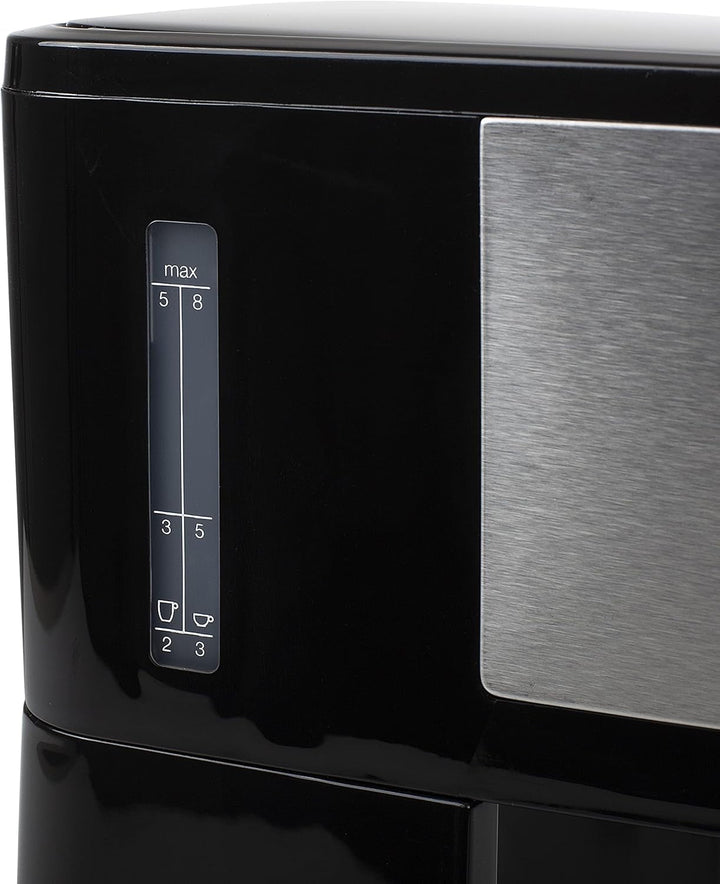 Cafetiera cu filtru Princess - ulcior de sticlă de 0,75 litri, 8 cești, oțel inoxidabil Cu filtru permanent, 600 Watt, 246030, negru, argintiu