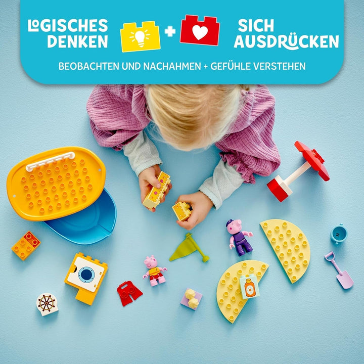 LEGO DUPLO Peppa's Boat Trip: Set de joacă cu barcă de jucărie pentru a construi și reconstrui cu 2 figuri, jucărie creativă, idee de cadou pentru copii de la 2 ani, băieți și fete 10432