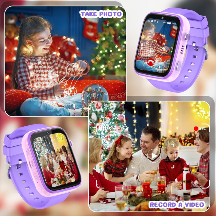 T45 Smartwatch pentru copii, smartwatch 4G pentru copii, GPS tracker pentru copii, ceas de mână pentru copii băieți, ceas pentru copii cu apel telefonic video, mesaje, mod școală, funcție SOS, cameră și pedometru (violet)