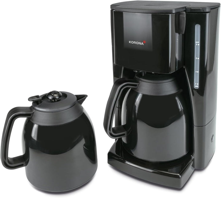 Korona 10311 Cafetieră cu ulcior termo suplimentar - filtru de cafea cu capacitate pentru 8 cești de cafea, negru