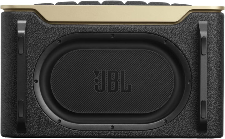 JBL Authentics 200 Smart Home Speaker - Difuzor Bluetooth cu design retro din anii '70 - Cu grilă Quadrex, Google Assistant, Alexa, Airplay și JBL One App - Negru