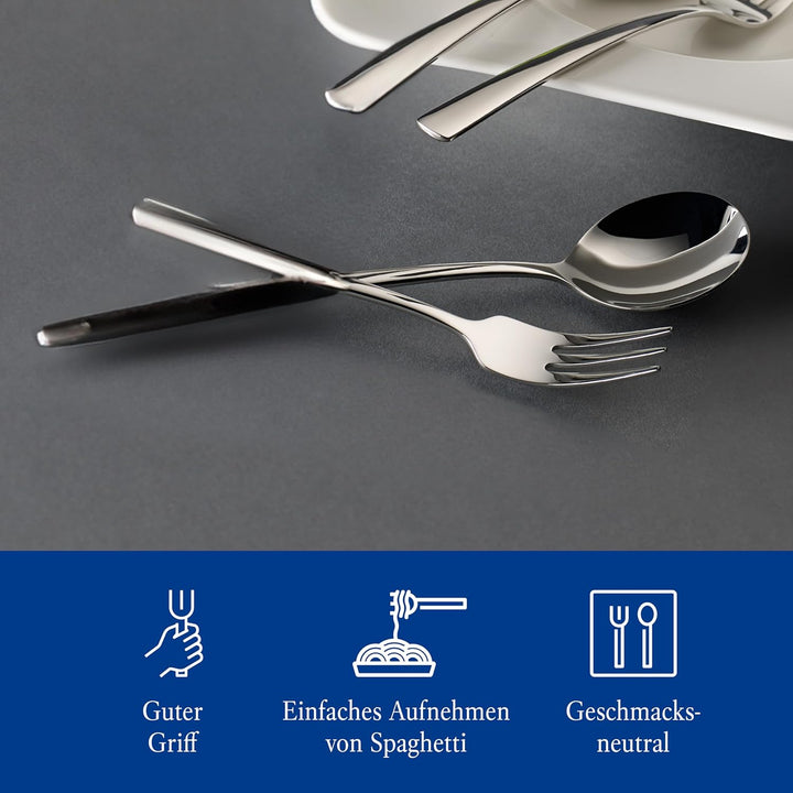 Villeroy & Boch – Daily Line Specials Spaghetti Besteck Set 4 Teilig Spülmaschinenfest, Pastabesteck, Mit Spaghettigabel / Nudelgabel Und Spaghettilöffel / Nudellöffel, Gabel Und Löffel, Edelstahl