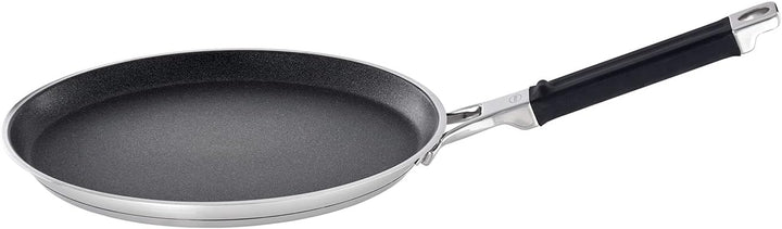 RÖSLE SILENCE PRO Crêpes Pfanne, Hochwertige Bratpfanne Mit Kratzfester Premium-Antihaftversiegelung Proresist, Edelstahl 18/10, Induktionsgeeignet, Spülmaschinengeeignet, 28 Cm