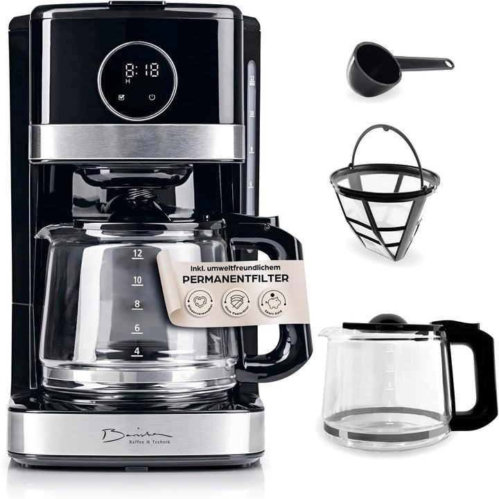 Espressor cu filtru Barista cu termos | Temporizator 24h și filtru permanent | Pentru 8 cești de cafea | Espressor pentru cafea măcinată [Oțel inoxidabil]