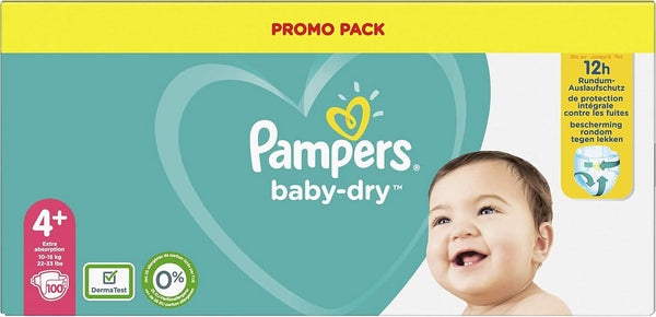 Pampers (Alte Version), Baby Windeln Größe 4+ (10-15Kg), 100 Stück