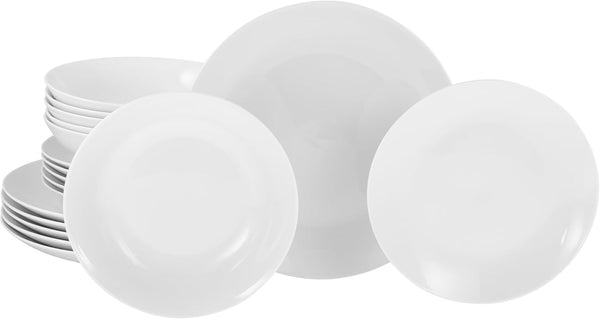 Creatable, 20341, Serie Luna Weiss, 18-Teiliges Geschirrset Für 6 Personen, Teller Set Aus Porzellan, Spülmaschinen- Und Mikrowellengeeignet, Qualitätsproduktion