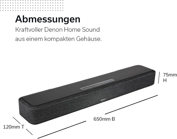 Denon Home Sound Bar 550 Kompakte Heimkino Soundbar Mit Dolby Atmos, DTS:X, Alexa Built-In, WLAN, Bluetooth, Airplay 2, HEOS Built-In, HDMI Earc, 4K Ultra-Hd, Dolby Vision, HDR10, Schwarz