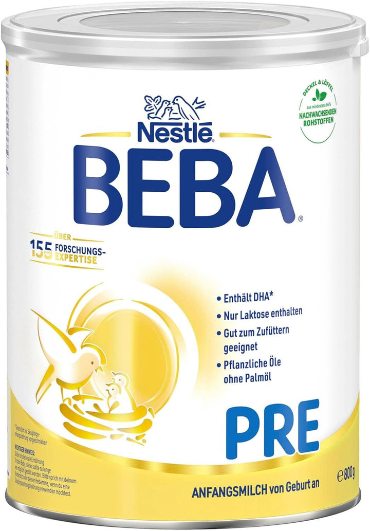 BEBA PRE Anfangsmilch Von Geburt An, Babynahrung Mit DHA, Nur Laktose, Ohne Palmöl, 3Er Pack (3 X 800G)