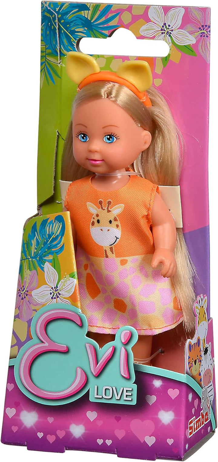 Simba 105733623 - Evi Love Cutie, 3 asortate, Se livrează un singur articol, Păpușa de joacă poartă un costum drăguț de animal cu bentiță, 12cm, De la 3 ani