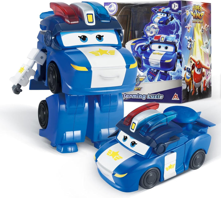 Super Wings Transformation Plane Supercharged Traver, Aprox. 12.7 Cm Figură mare de joacă pentru copii, avion de jucărie și figură de robot pentru băieți și fete de peste 3 ani, argintiu