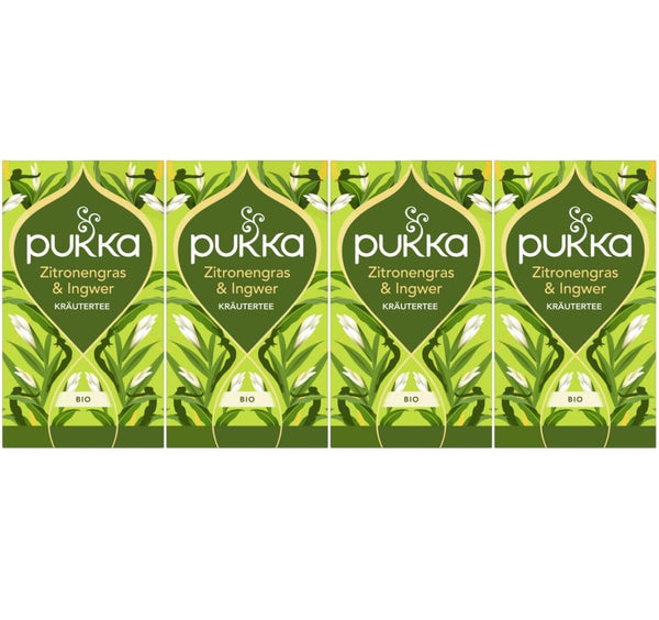 Pukka | Ceai din plante bio „Lemongrass &amp; Ginger” | Lemongrass, ghimbir și lemn dulce | 4 x 20 pliculețe de ceai