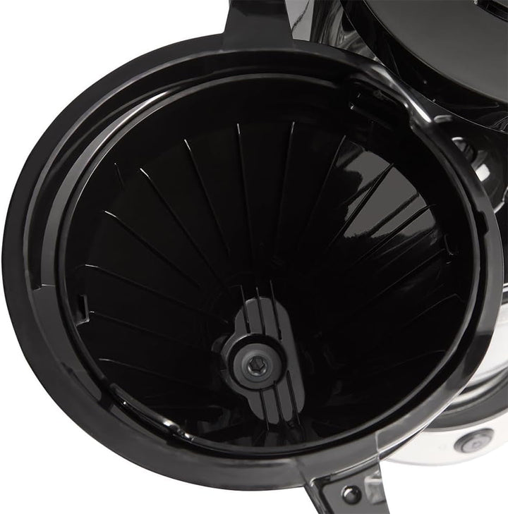 Cafetieră Russell Hobbs (filtru de cafea, ulcior de sticlă de 1,25L, 10 cești, funcție de menținere la cald 40 min., oprire prin picurare, oțel inoxidabil periat, funcție Brew-Now, lumină albastră) Heaton 27400-56