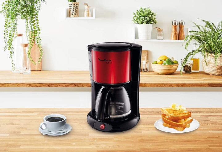 Espressor Subito cu filtru, cană de sticlă, 10-15 cești, capacitate 1,25 l, funcție de oprire automată, filtru detașabil, indicator nivel apă, oțel inoxidabil, roșu/negru, FG360D