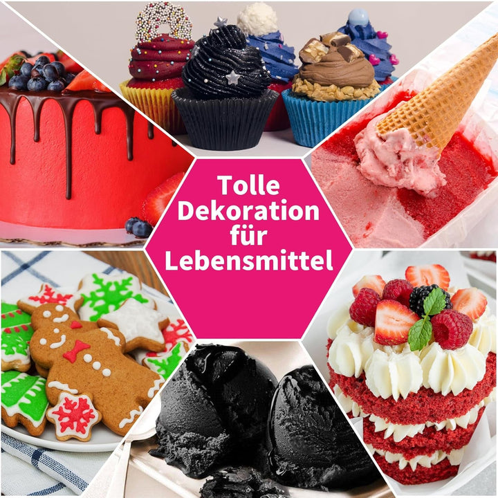 Lebensmittelfarbe Pulver - 2 Farben Ultrahochkonzentrierte Wasserlösliches Lebensmittelfarben, Food Coloring Für Fondant, Lebensmittel Farben, Makronen, Backen, Lebensmittelfarbe Rot Und Schwarz - 5 G