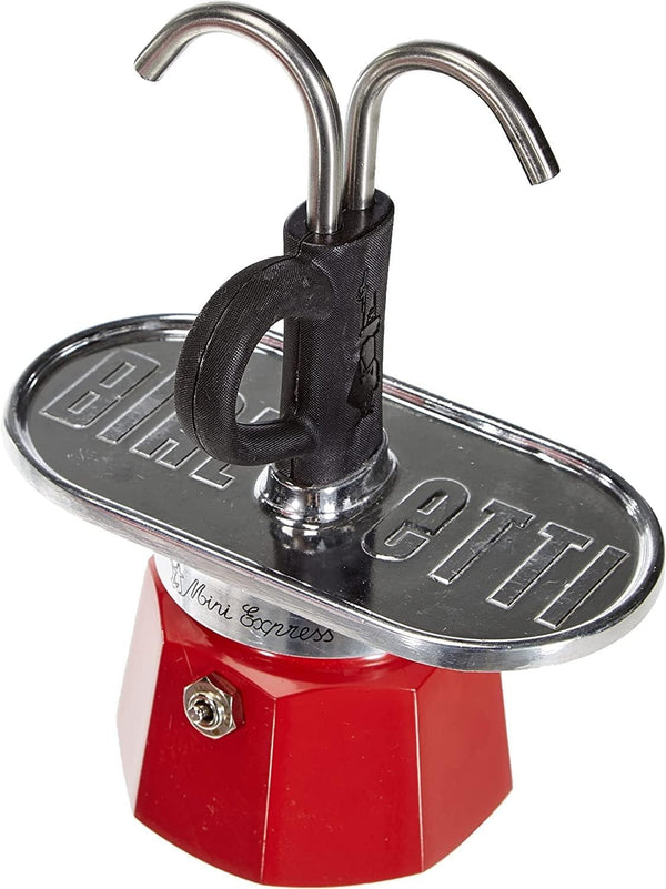 Bialetti - Mini Express Kandisky: Set Moka conține filtru de cafea pentru 2 cești (90ml) + 2 cești espresso, roșu, aluminiu
