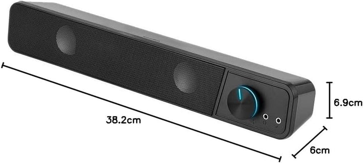 Speedlink BRIO Stereo Soundbar – Computer-Soundbar, Exzellente Audioqualität, 12 Watt, 2X 3,5Mm-Klinkenstecker Anschluss, USB a Stecker, Lautstärkeregler, Kopfhörer- & Mikrofonbuchse, Schwarz