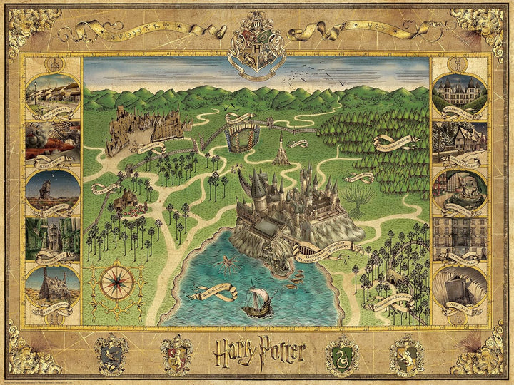 Ravensburger Puzzle 12000720 - Harta Hogwarts - 1500 piese puzzle jigsaw pentru adulți și copii de peste 14 ani, marfă pentru fanii Harry Potter