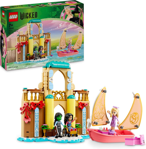 LEGO Wicked Glinda, Elphaba și Nessarose la Universitatea Shiz, barcă cu pânze și 3 figurine, barcă de jucărie, cadou pentru fete și băieți de la 7 ani, iubitorii casei de păpuși 75681