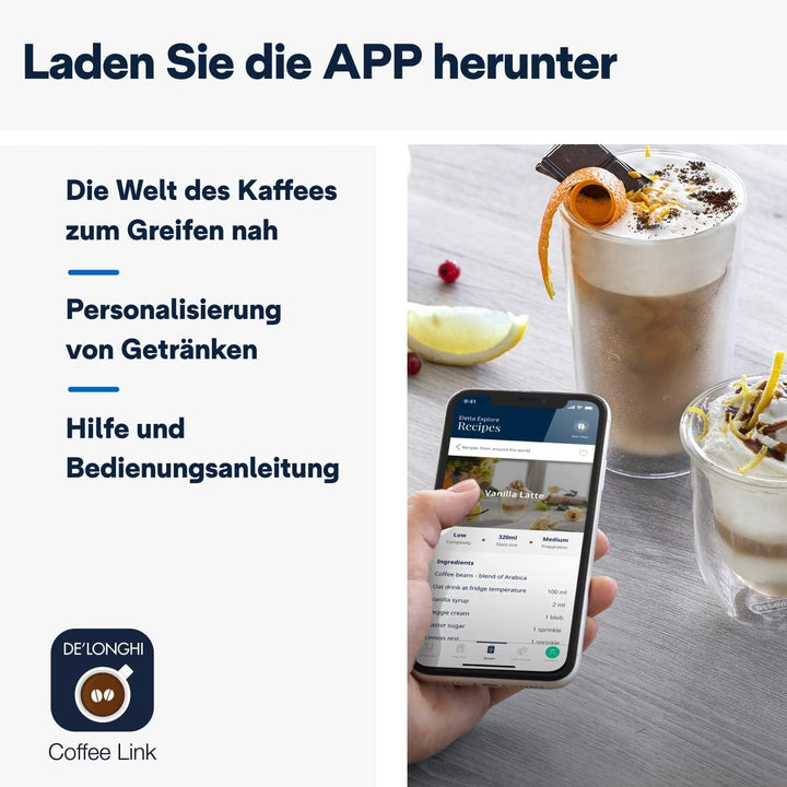 De'Longhi Eletta Explore Cold Brew ECAM452.67.G Espressor complet automat cu sistem Latte Crema Milk, băuturi calde și reci prin simpla apăsare a unui buton, ecran tactil color TFT de 3,5 inci, include cafetieră, gri închis