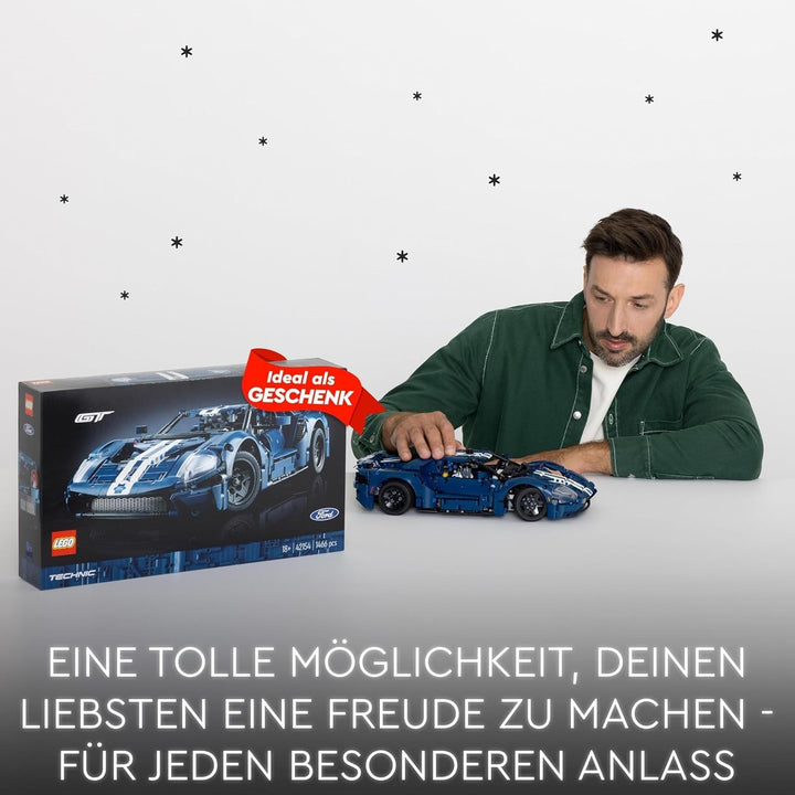 LEGO 42154 Technic Ford GT 2022 Kit model de mașină pentru adulți, Supercar la scara 1:12 cu caracteristici autentice, set avansat pentru colecționari