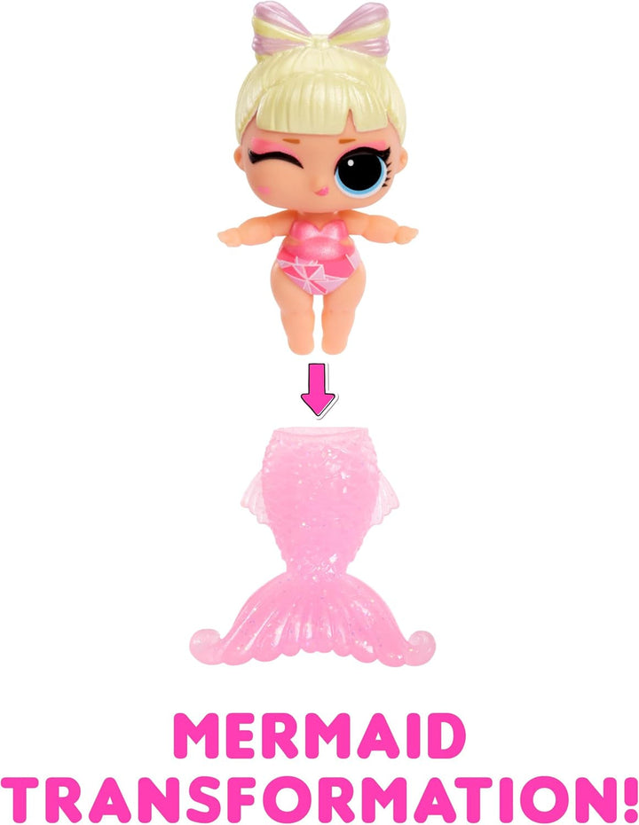 L.O.L. Surpriză! Mermaids Baby Sisters - Cu cozi care își schimbă culoarea, Selecție surpriză, Conține 1 păpușă cu accesorii drăguțe, Colecționează toate cele 8 păpuși, Pentru copii cu vârsta de 4 ani și peste