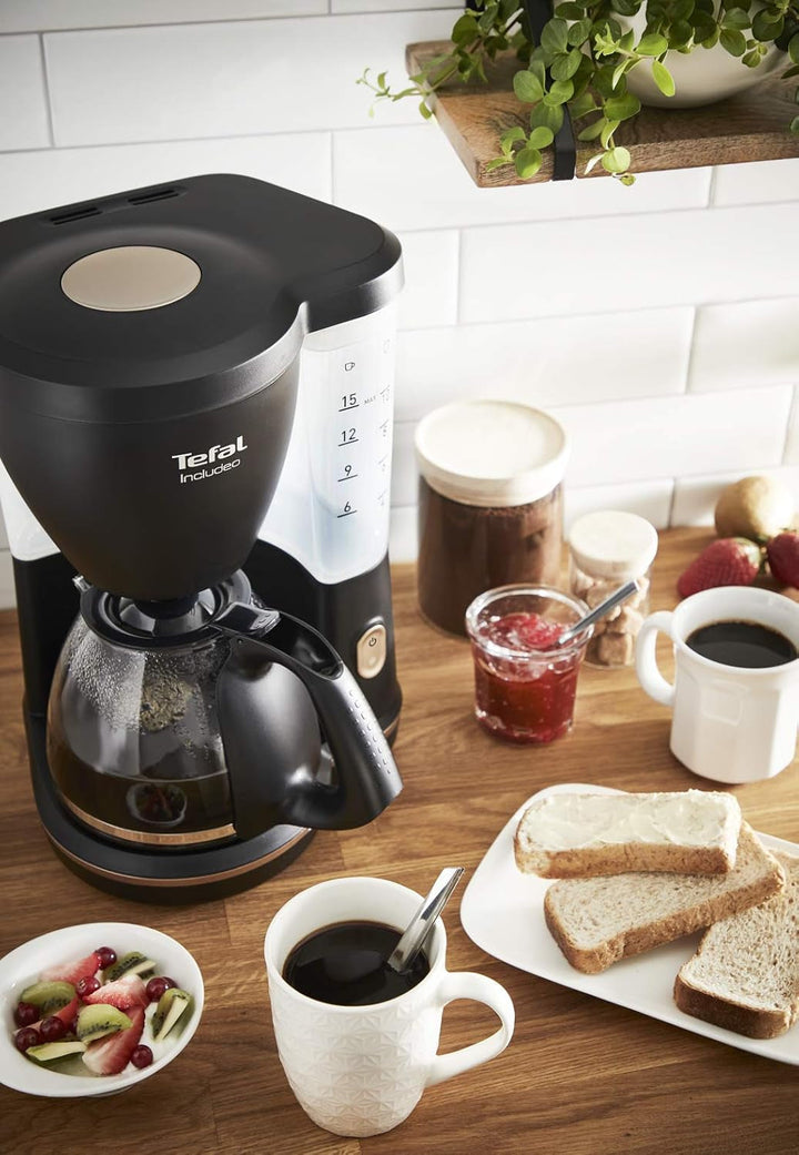 Cafetiera cu filtru Inclusiv Tefal, Un filtru de cafea Extrem de ușor de utilizat, Potrivit pentru utilizatorii dreptaci și stângaci, 1,25 L, 10 până la 15 cești, CM533811
