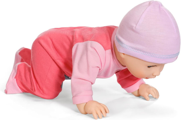 Baby Annabell Emily Run With Me 43cm, păpușă care se târăște și merge, cu funcție de sunet, rochiță și pălărie roz, 710623 Zapf Creation