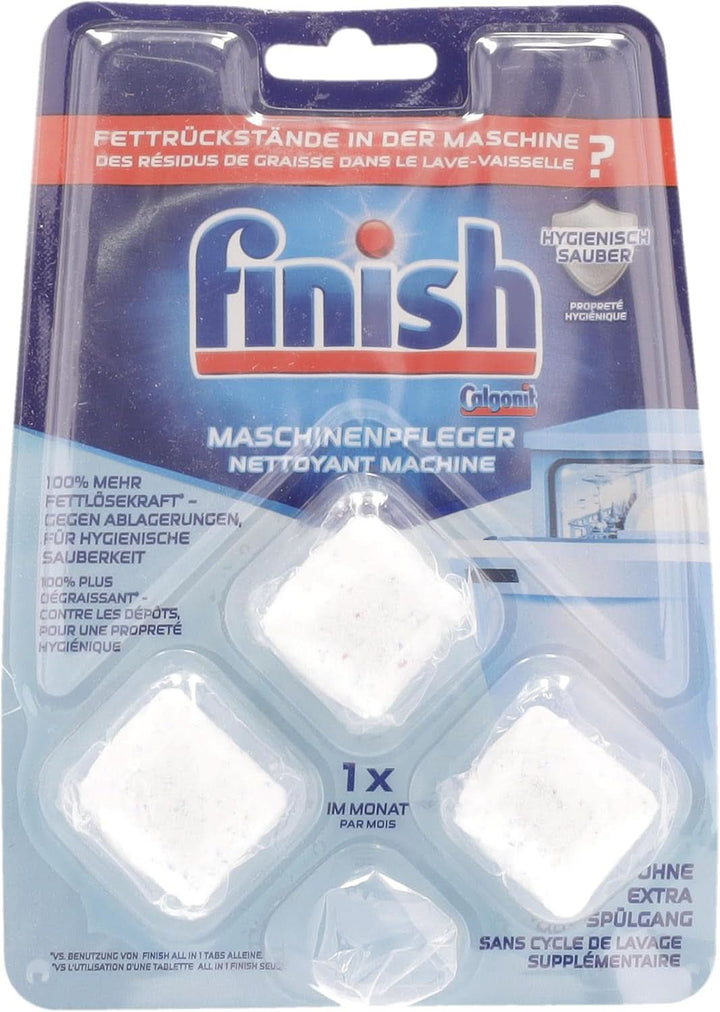 Finish Machine Cleaner Tabs - Pastile pentru mașina de spălat vase împotriva murdăriei și grăsimii din interiorul mașinii de spălat vase, 3 pastile