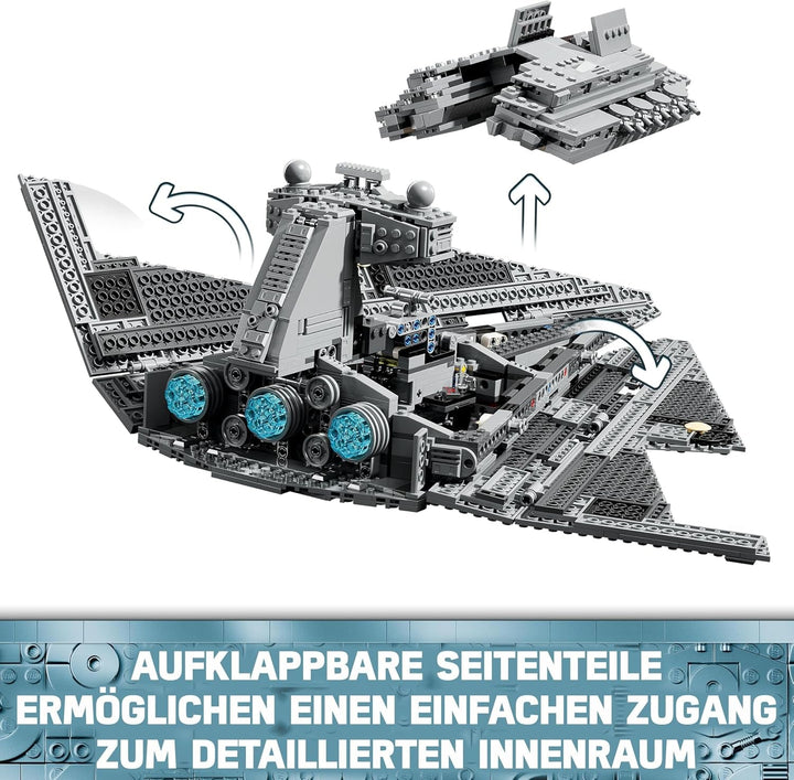LEGO Star Wars Imperial Star Destroyer, Set navă stelară, Jucărie de construcție, Playset cu Darth Vader și Cal Kestis, Cadou de ziua de naștere pentru băieți, fete și fani 75394